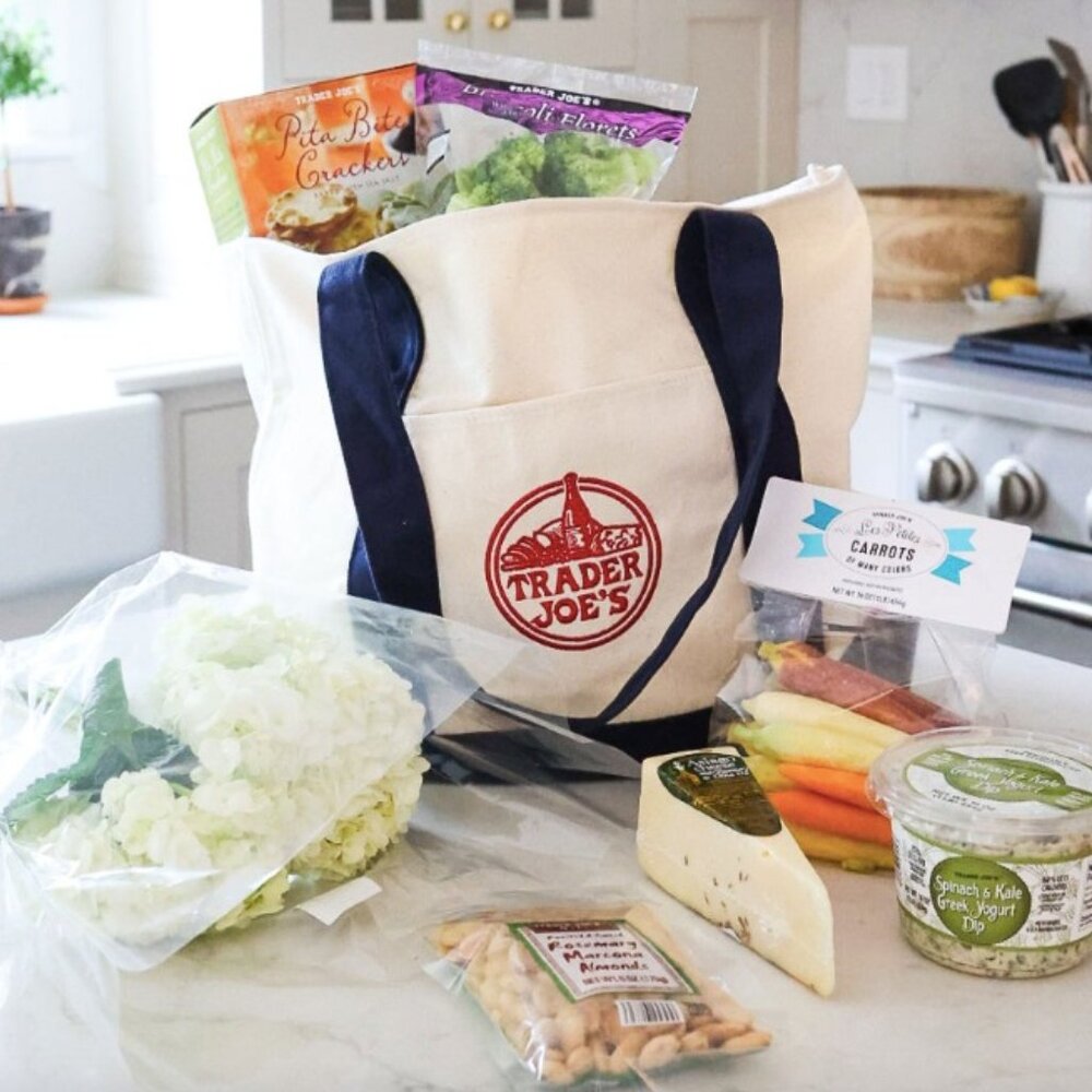 Trader Joe's Large Classic Navy Shopping Tote Bag NEW NWT